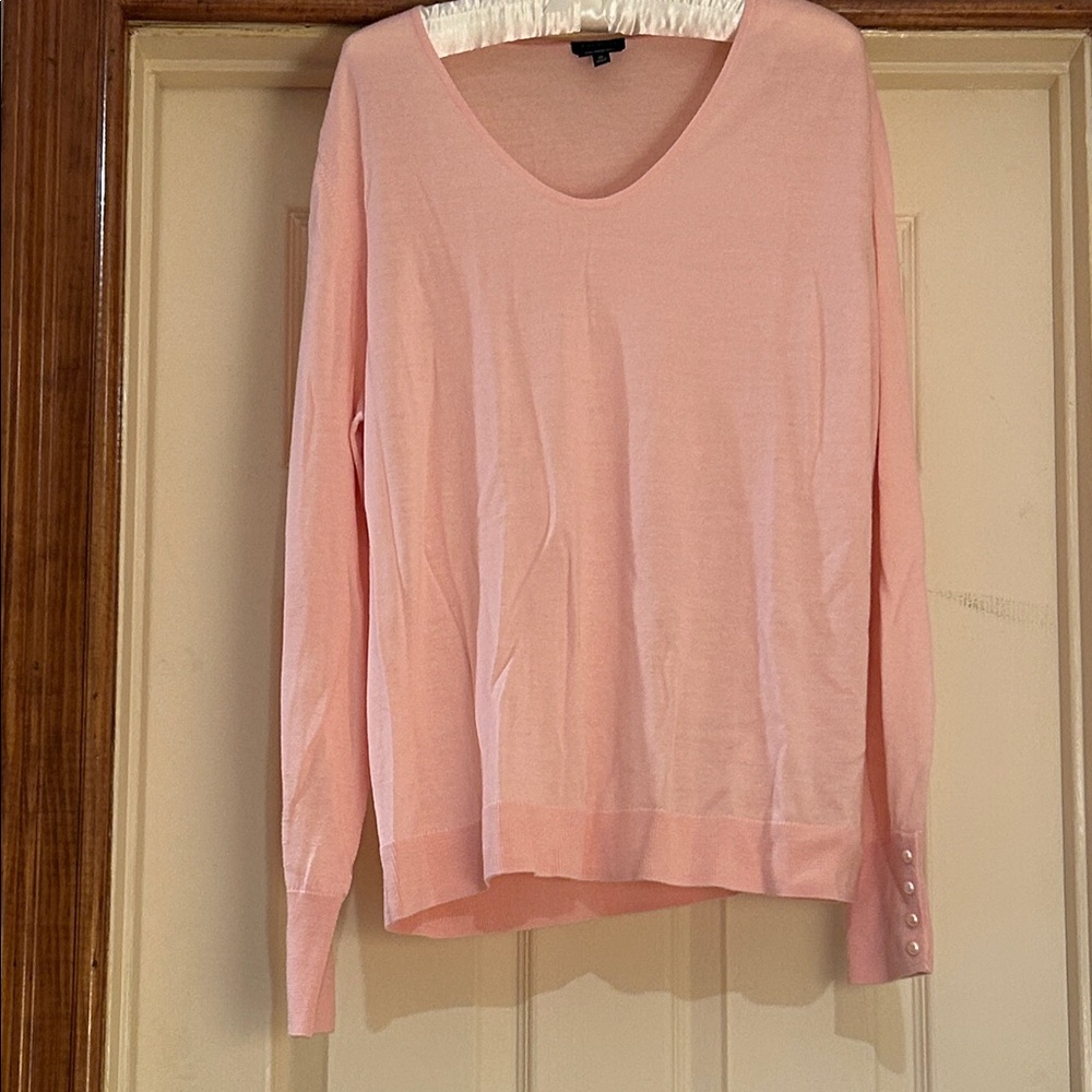 NWOT Talbots Pink V-Neck Sweater. Wet light weight. Very pretty and feminine.